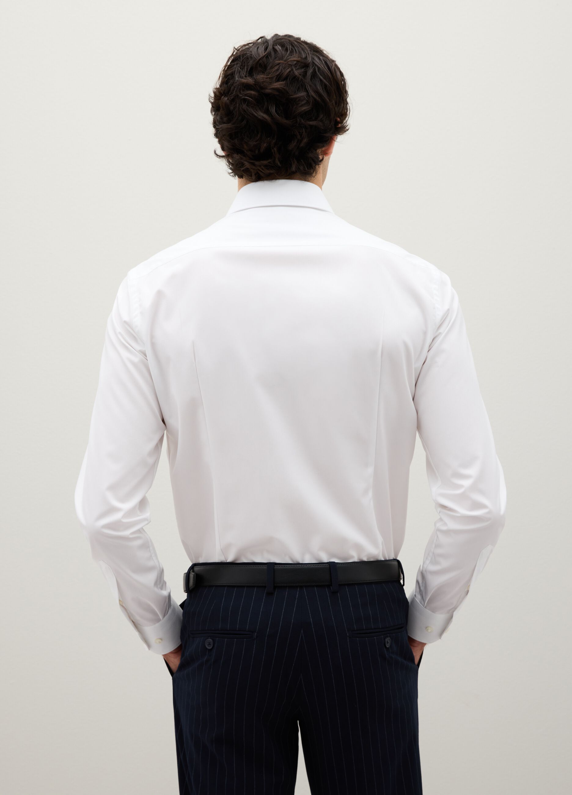 White Pure Cotton Slim Fit Shirt