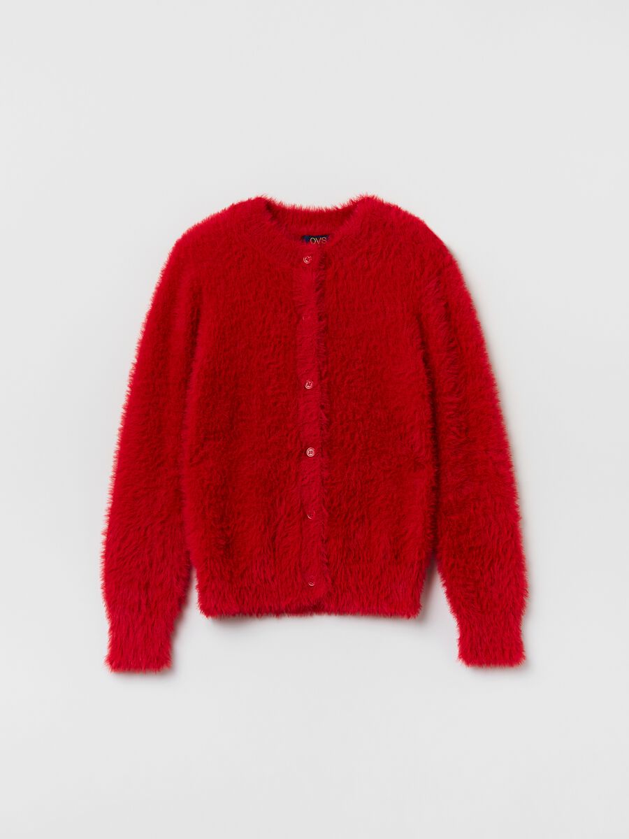 Cardigan in filato peloso_0