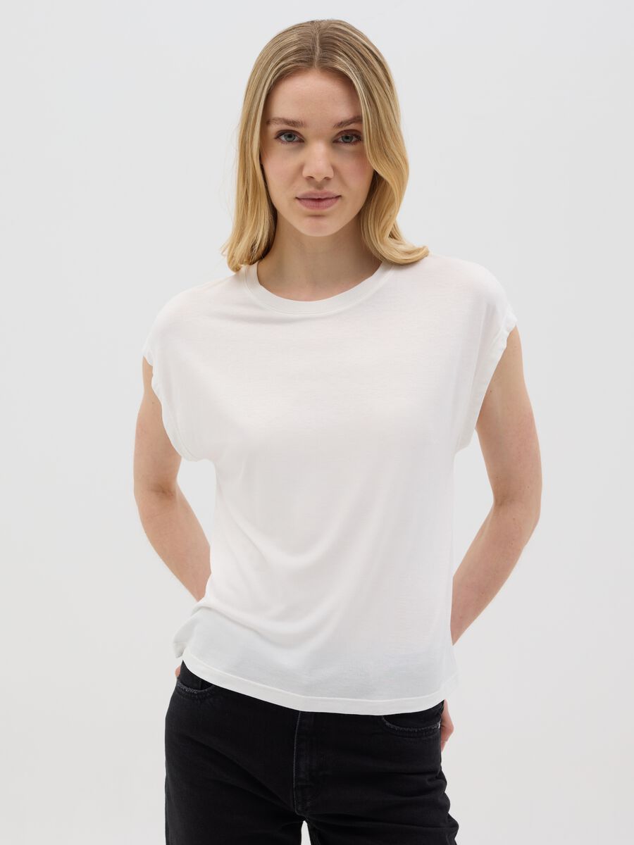 White Stretchy Viscose T-shirt by Ovs_0