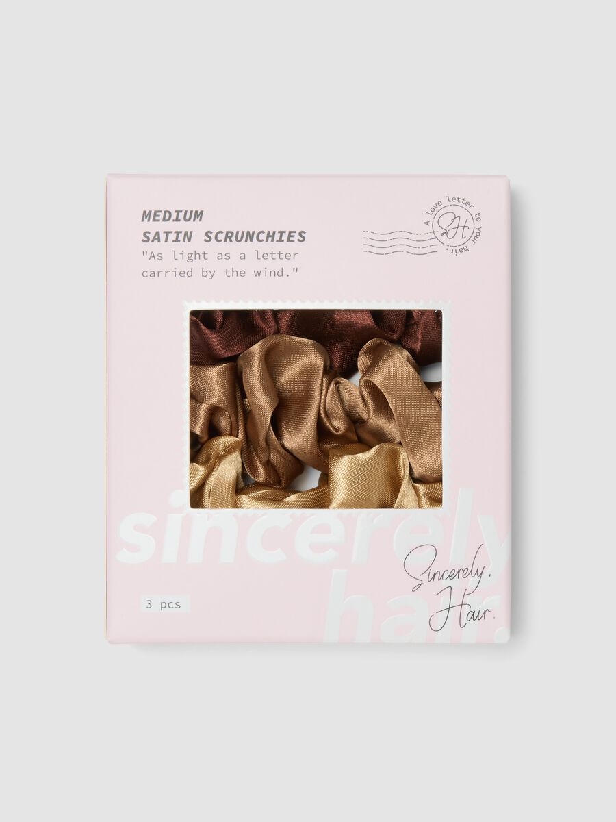 SINCERELY HAIR Medium Satin Scrunchies, 3-Pack, Mocha_0