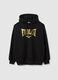 Black cotton blend hoodie with Everlast print_4
