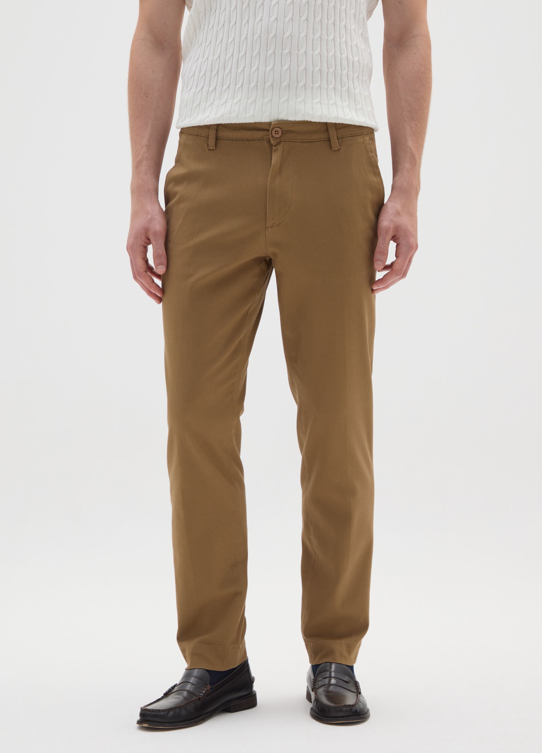 Pantaloni chino marroni in cotone elasticizzato slim fit