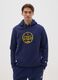 Blue Cotton Blend Hooded Sweatshirt Regular Fit_0