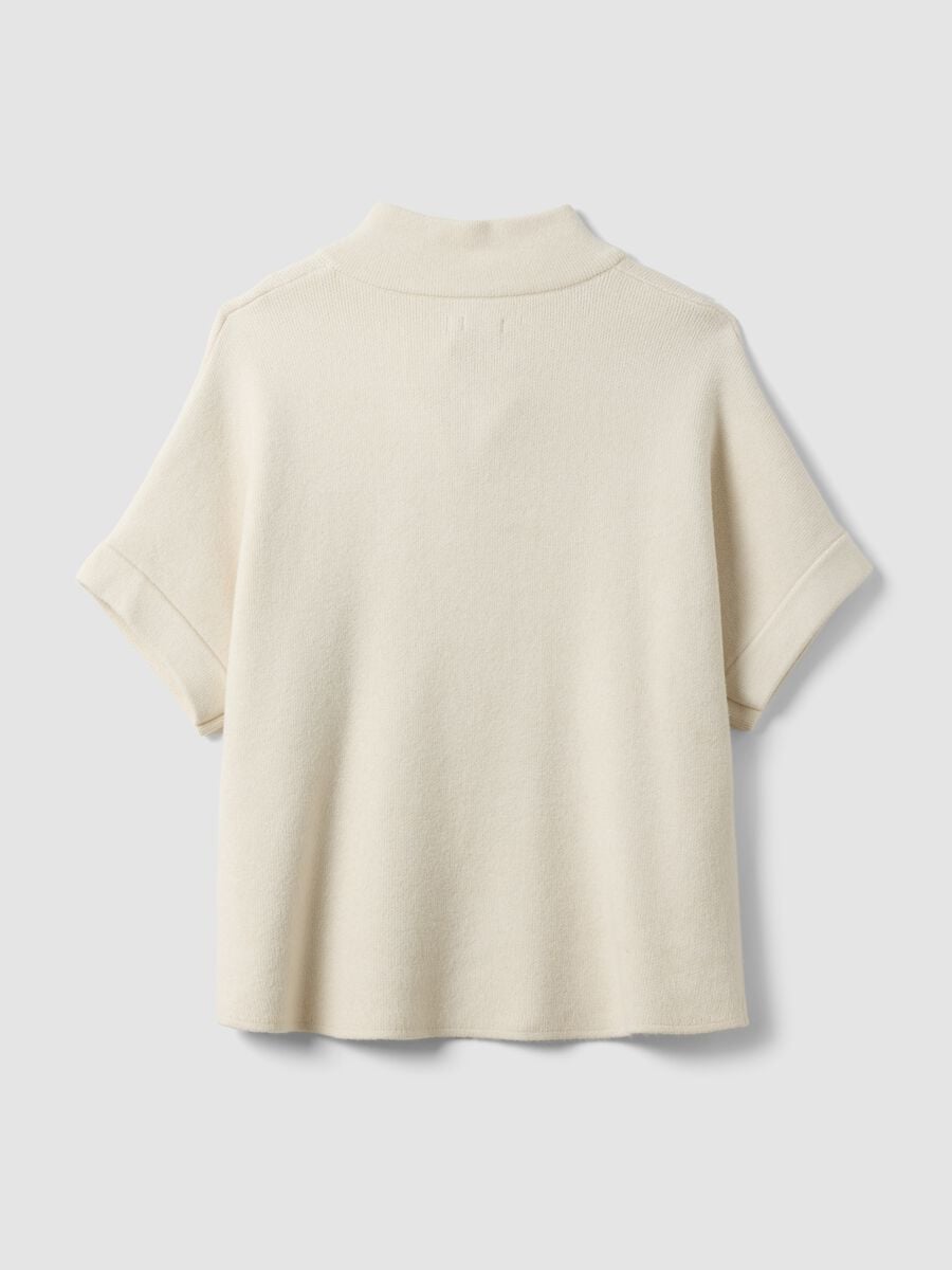 Beige viscose-blend cardigan with toggle fastening, regular fit_6