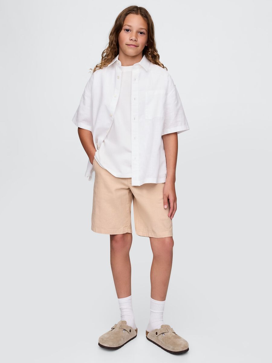 Beige linen and cotton bermuda shorts GAP Kids_0
