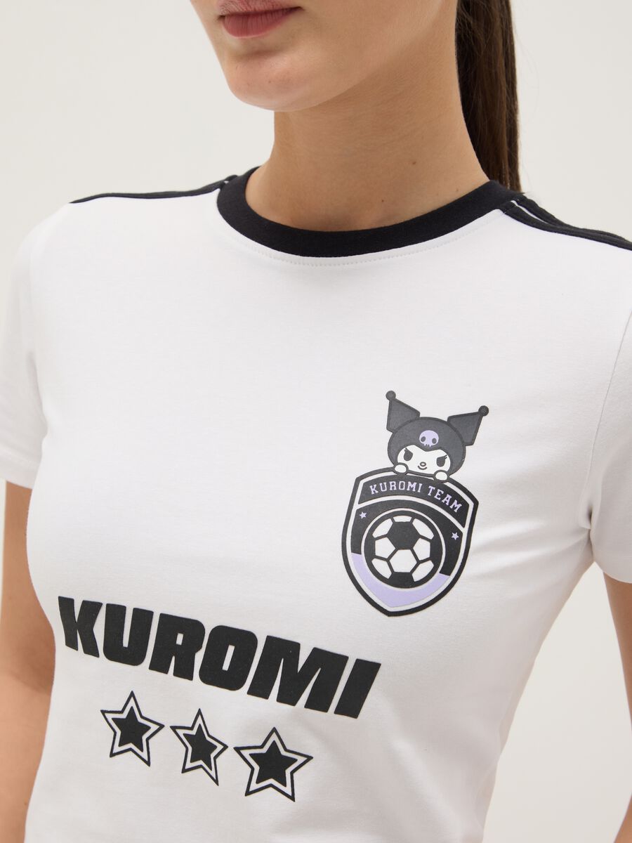 White pure cotton regular fit T-shirt with Kuromi print_3