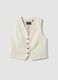 Beige slim fit viscose and linen mix waistcoat_4