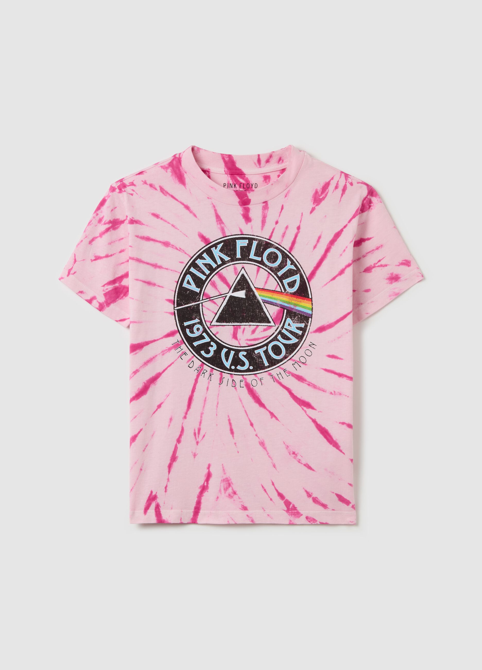 Tie-dye T-shirt with Pink Floyd print
