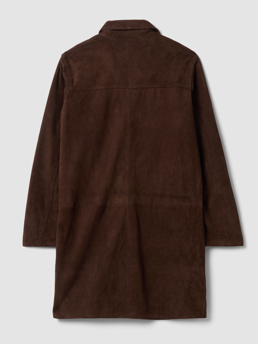 Cappotto marrone lungo in vera pelle regular fit_2