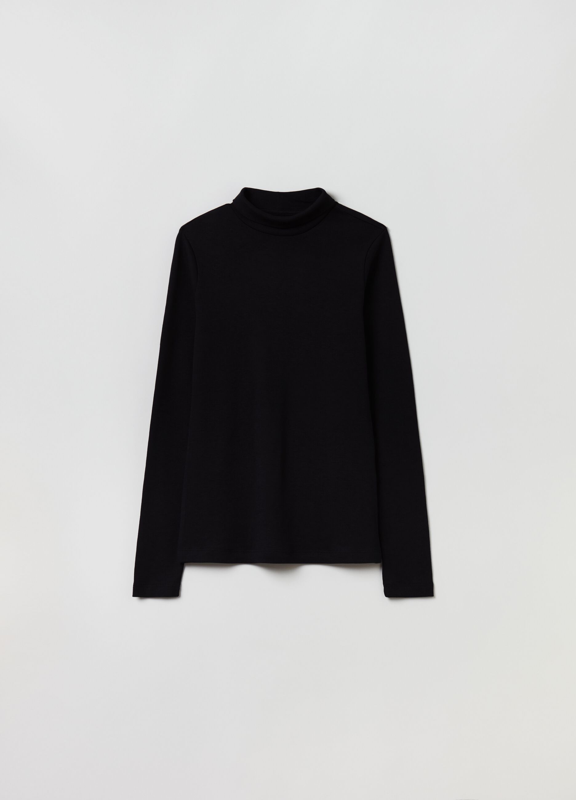 T-shirt a maniche lunghe con collo alto_0
