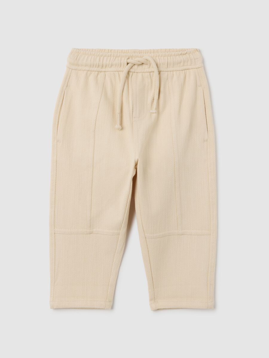 Children's trousers in beige cotton blend over_0