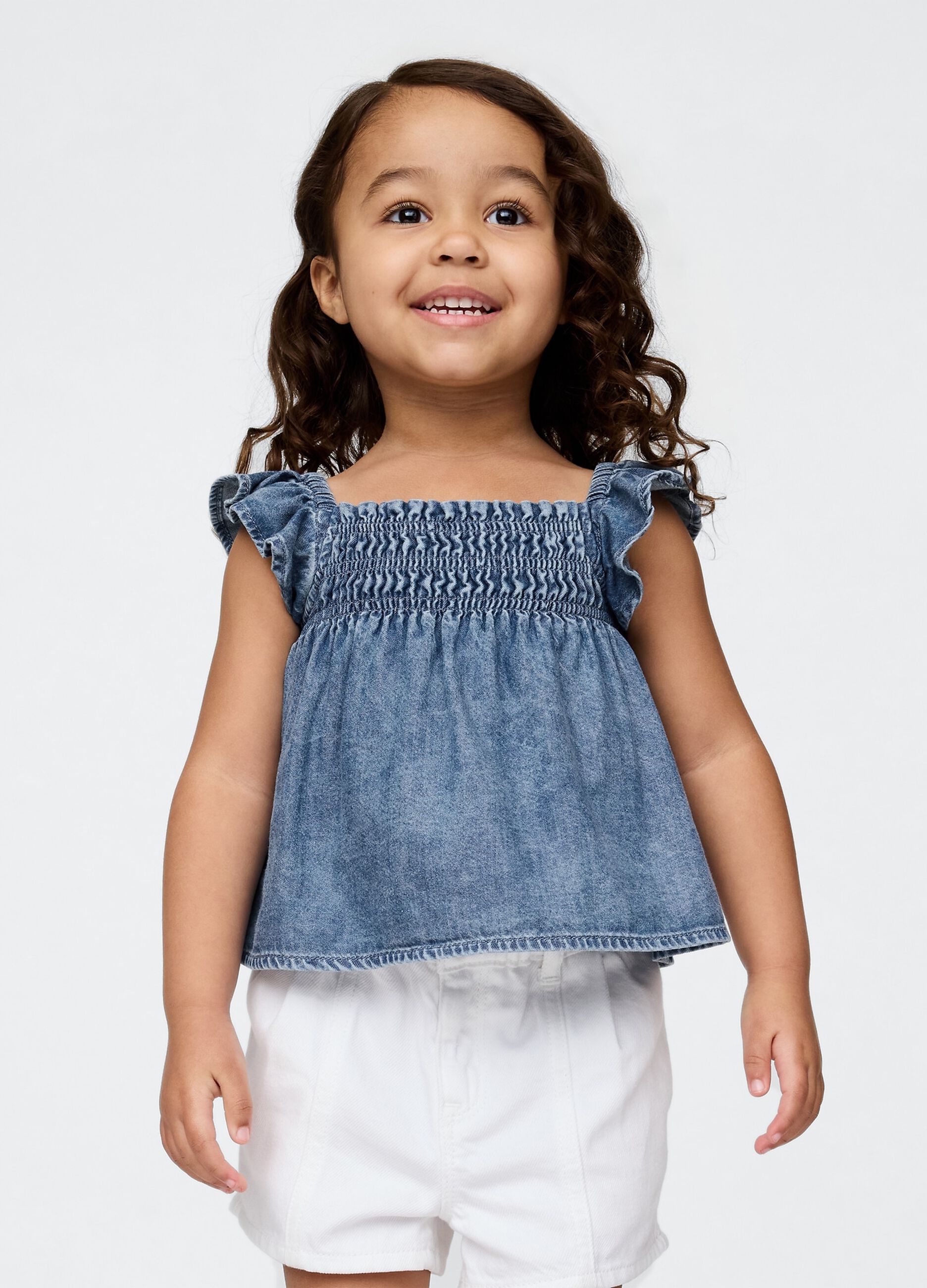 Light Denim Smock Top