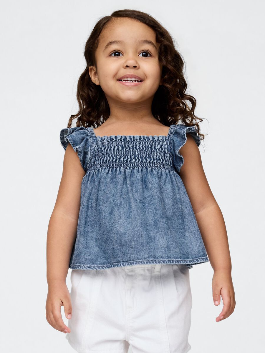 Light Denim Smock Top_0