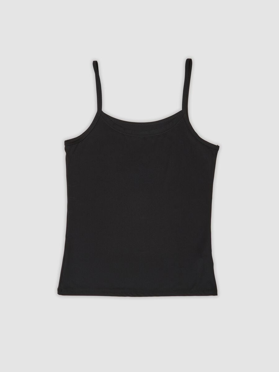 Black stretch crew-neck vest top, regular fit_4