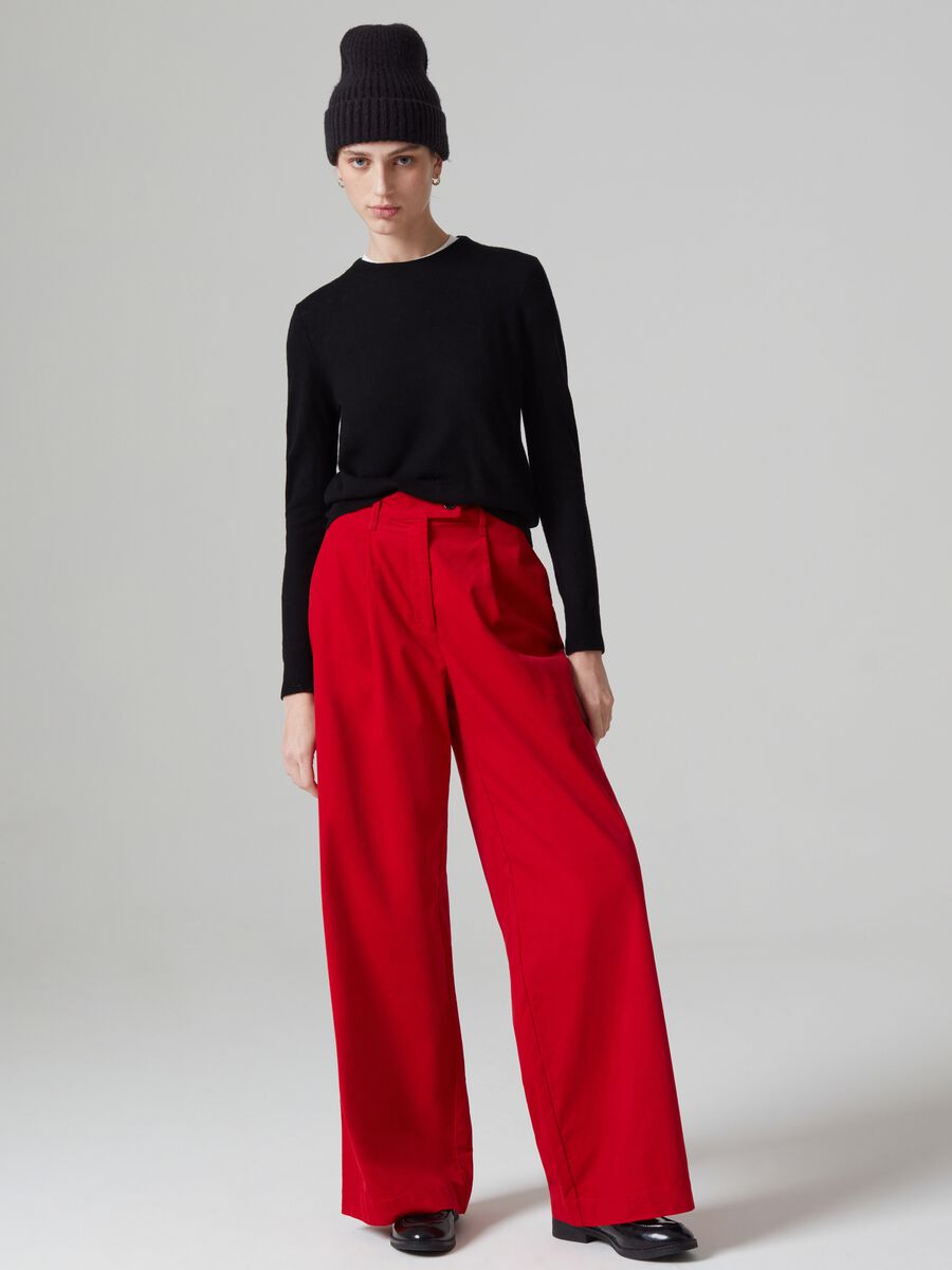 Pantalone palazzo in corduroy con pinces_0