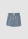 Shorts blu e bianco a righe in cotone organico per bimbo regular fit_0