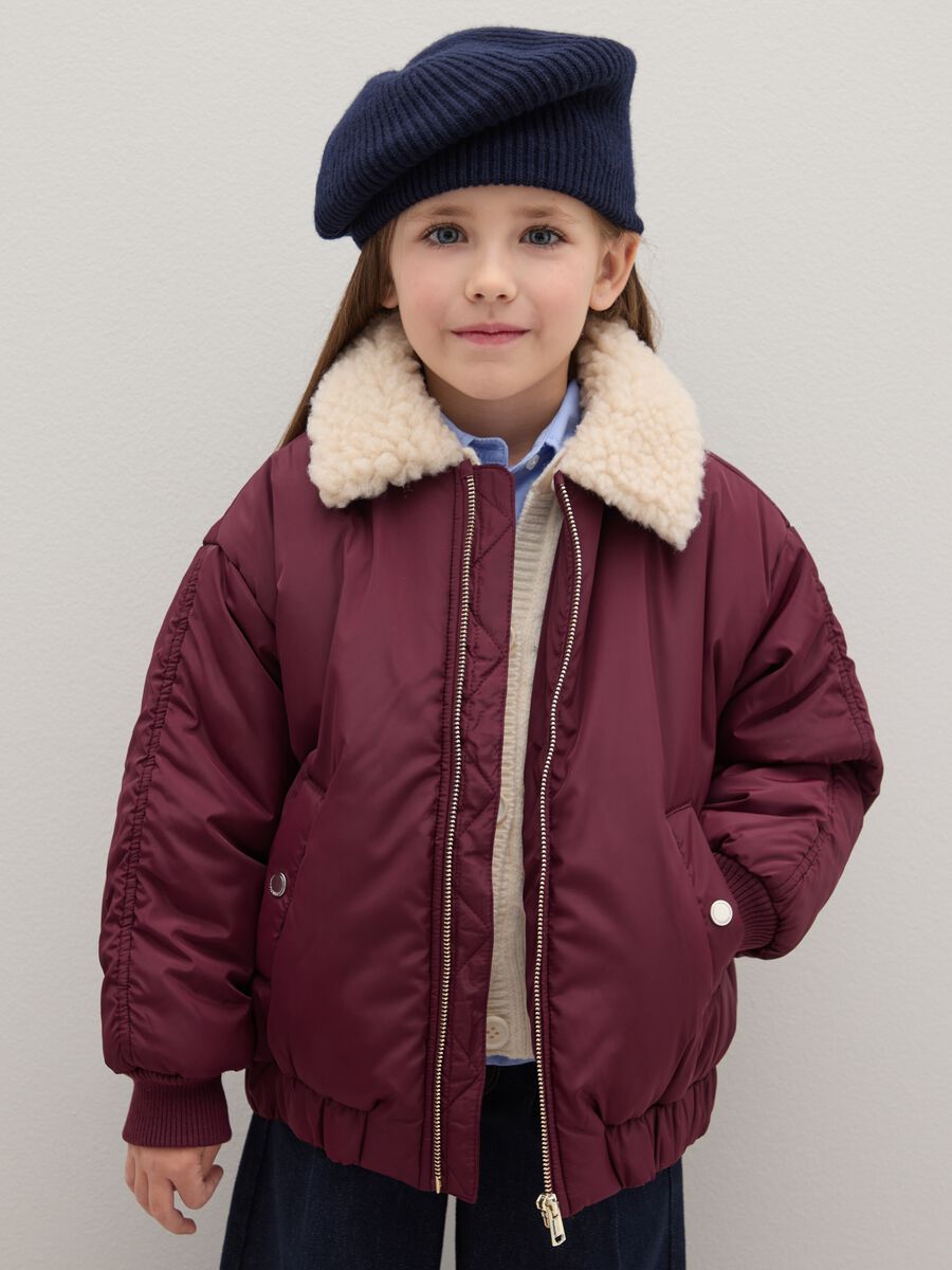 Giacca imbottita rossa da bambina con zip_0