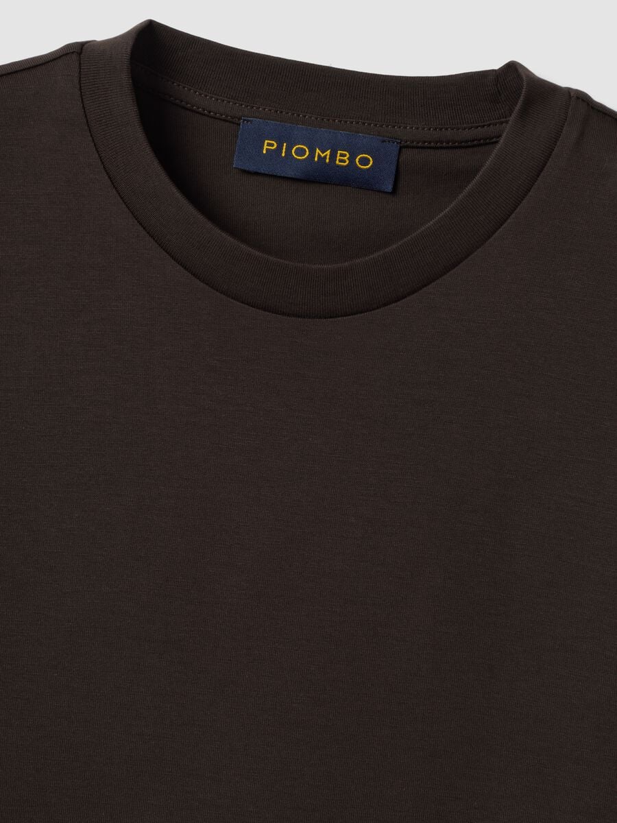 T-shirt girocollo marrone in puro cotone Supima regular fit_2