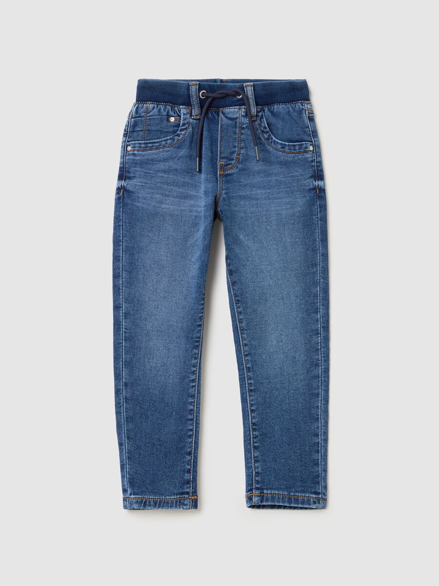 Denim joggers with drawstring_0