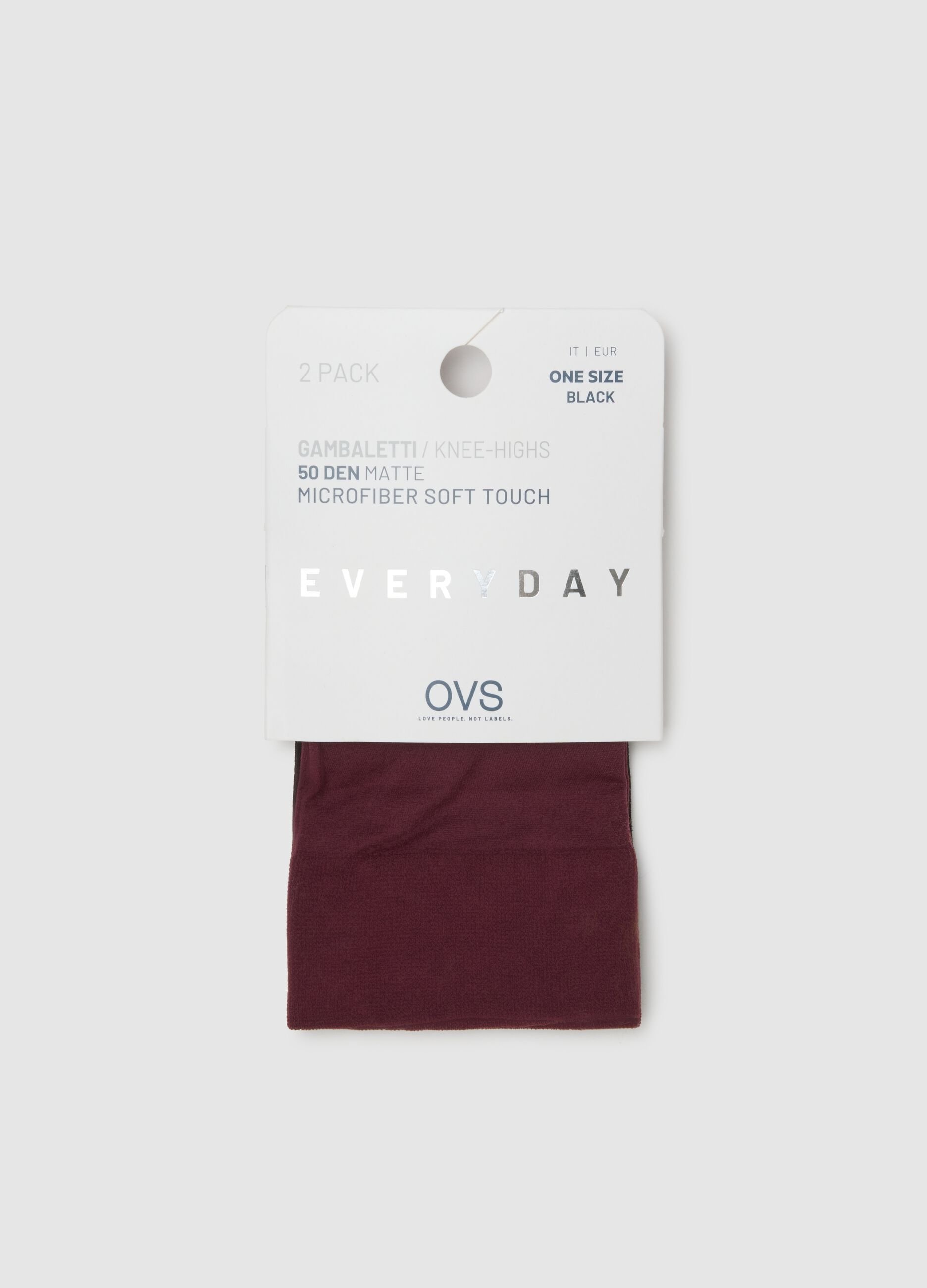 Black and red knee-high socks twin-pack