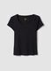 Black short-sleeved fitted cotton stretch T-shirt_4