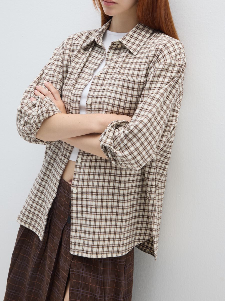 Multicoloured plaid cotton shirt in oversized fit_4