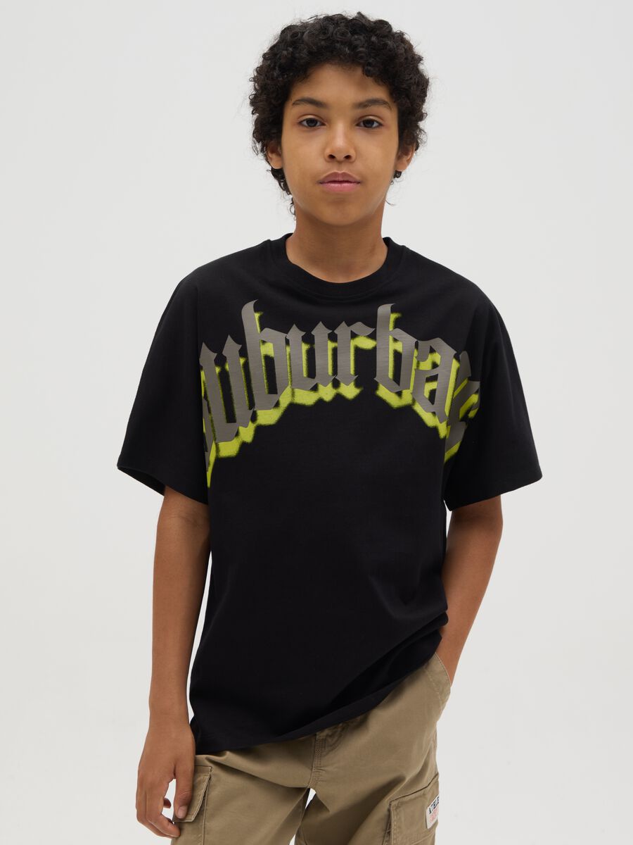 Black T-shirt with Suburbans print_0
