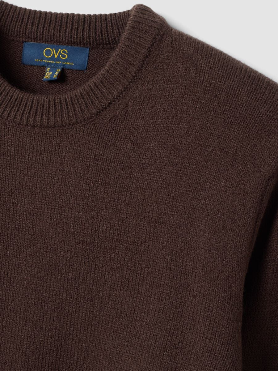 Maglia marrone girocollo in jersey knit regular fit_1