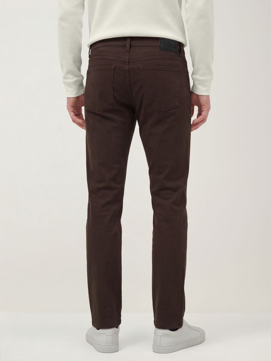 Jeans denim marroni in cotone elasticizzato slim fit_3