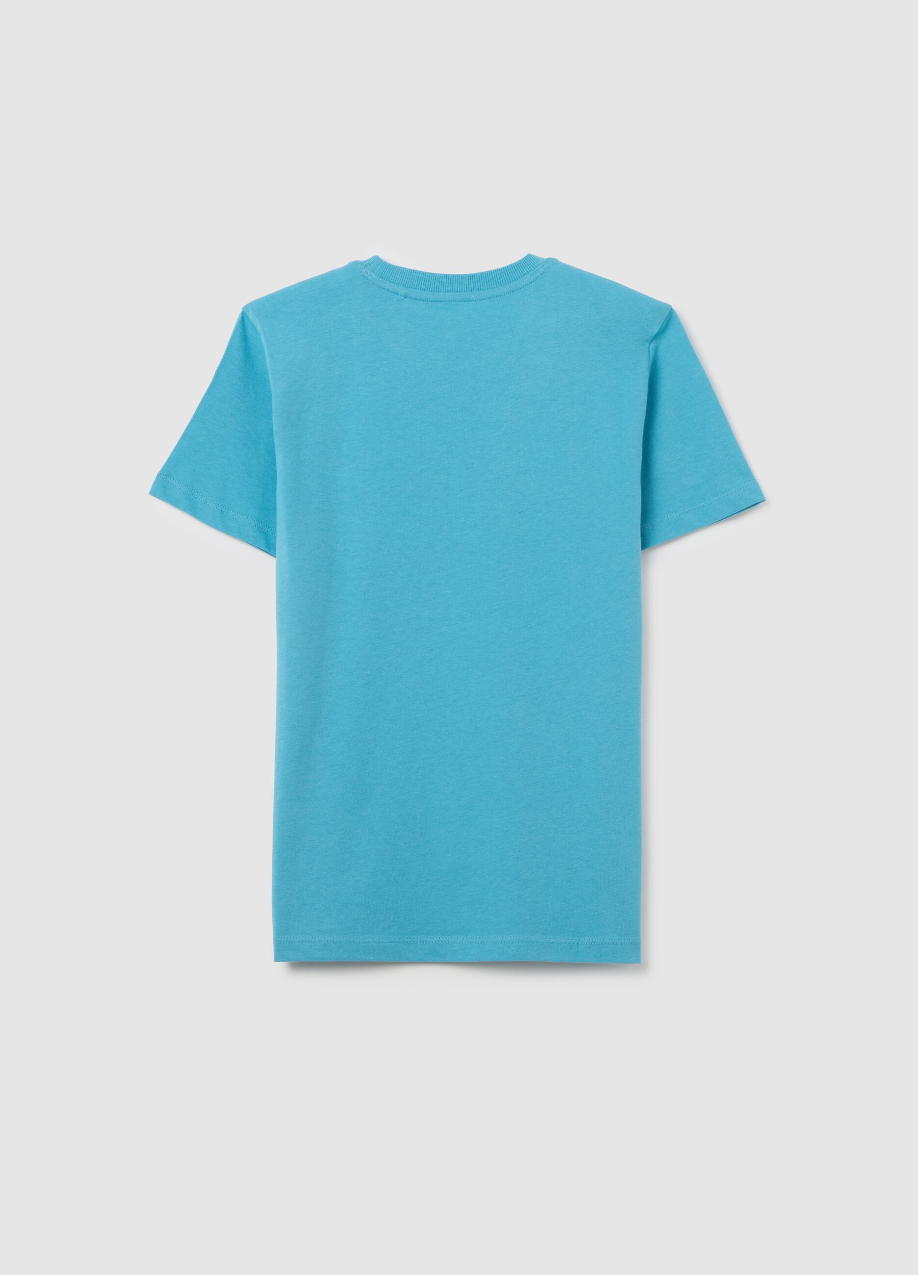 Boys' pure cotton azure blue regular fit t-shirt with print