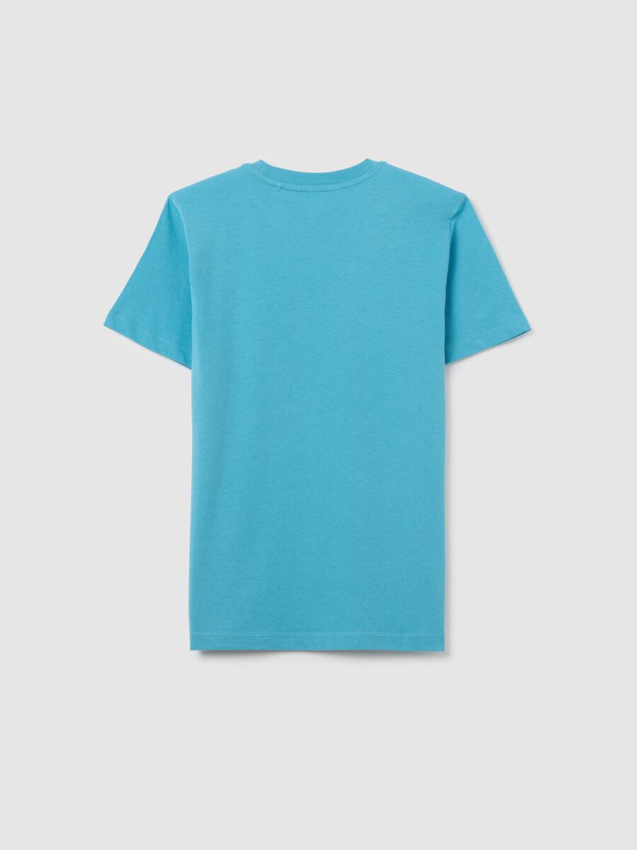 T-shirt da ragazzo in puro cotone azzurra regular fit con stampa_4
