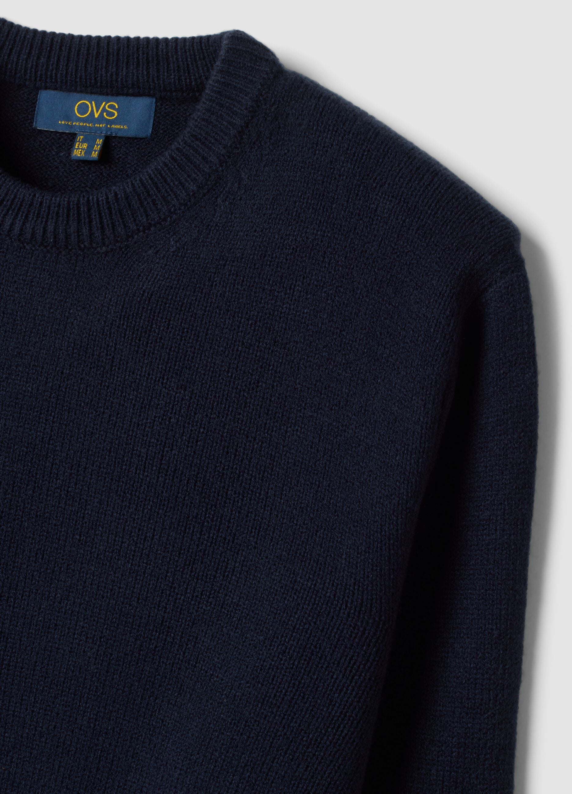 Navy crew-neck jersey knit jumper, regular fit