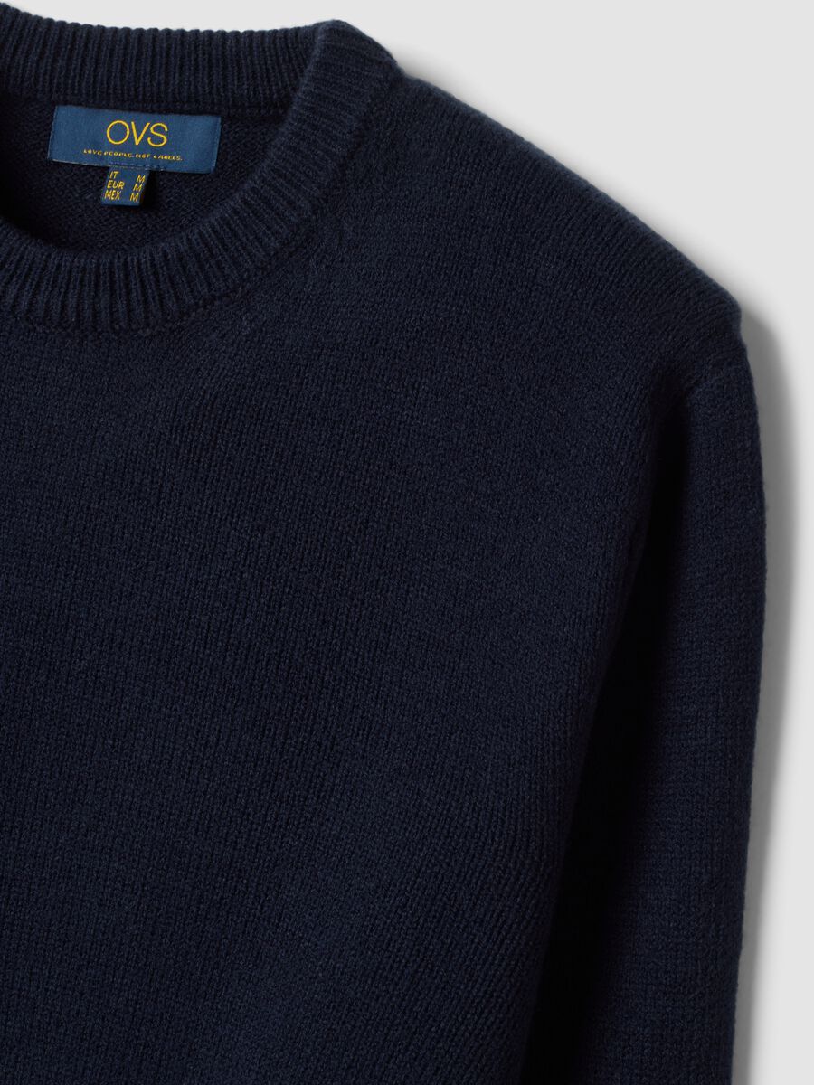 Navy crew-neck jersey knit jumper, regular fit_1