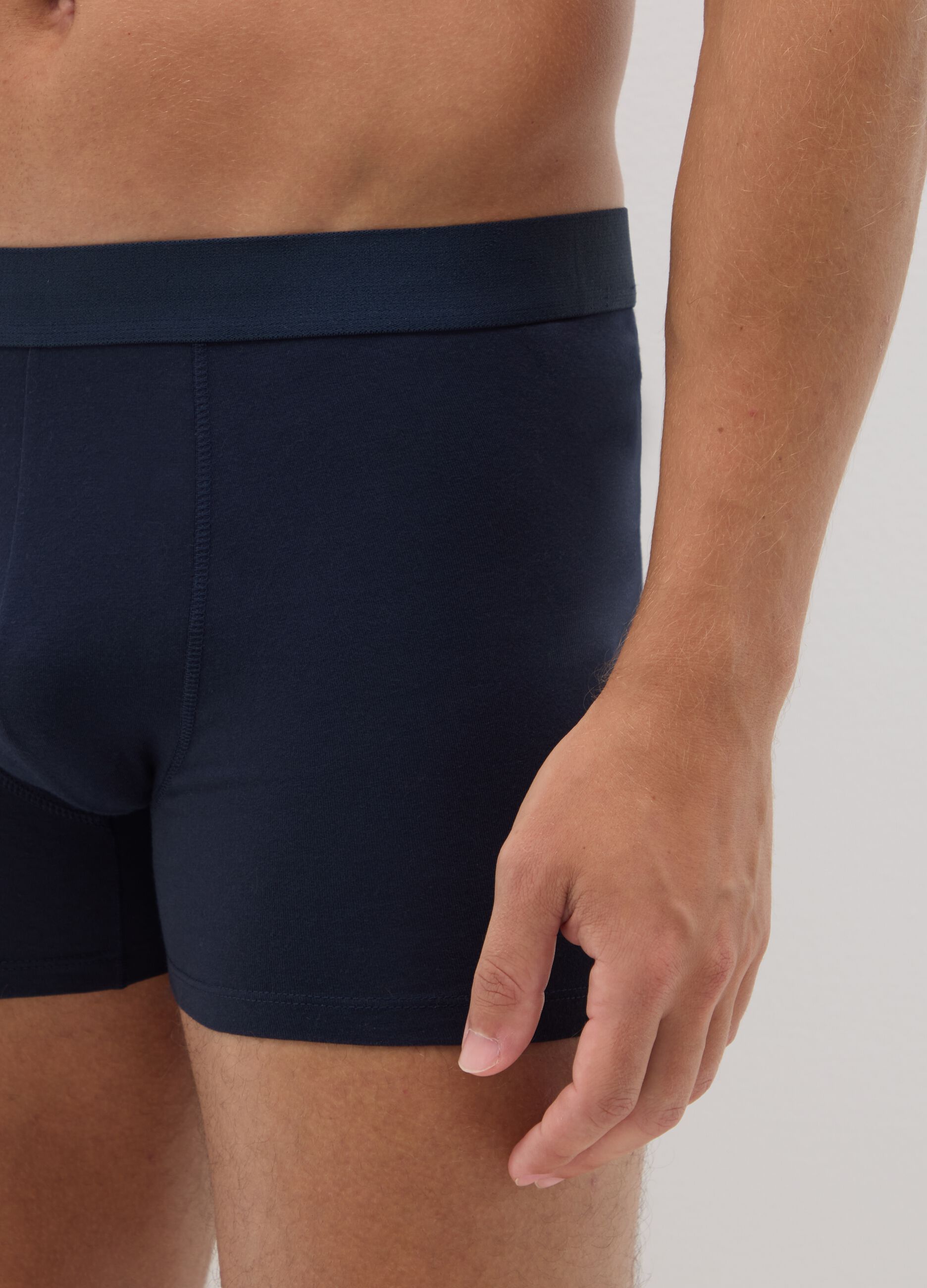 Set of three regular fit blue stretch cotton boxers