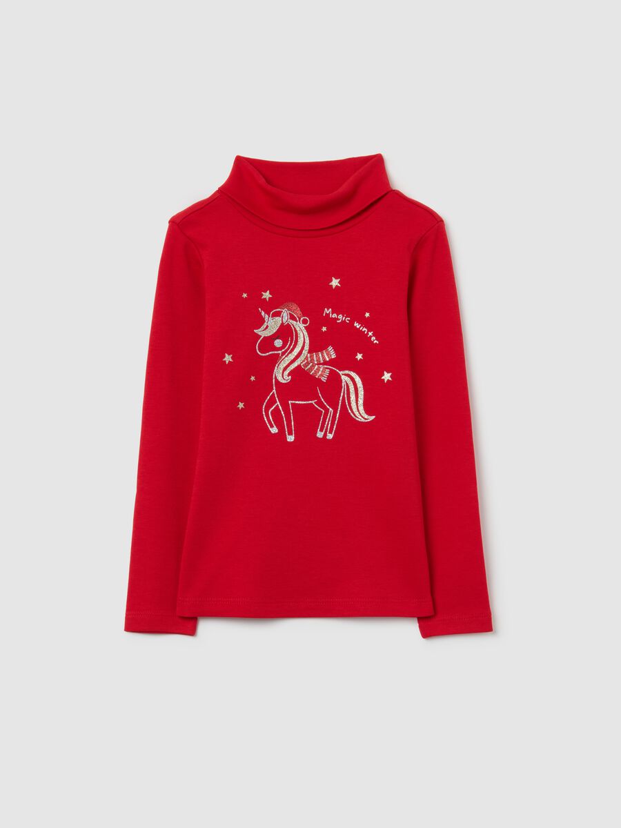 Red pure cotton regular fit girl's jumper_0