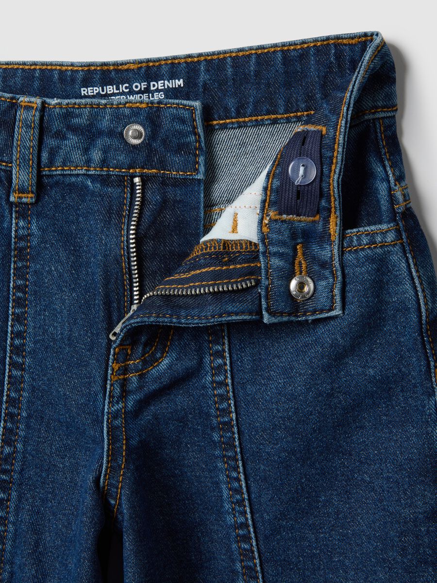 Girls' Blue Pure Cotton Super Wide Leg Jeans_3