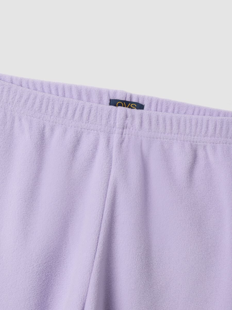 Pigiama viola con girocollo e pantaloni lunghi in pile regular fit_3