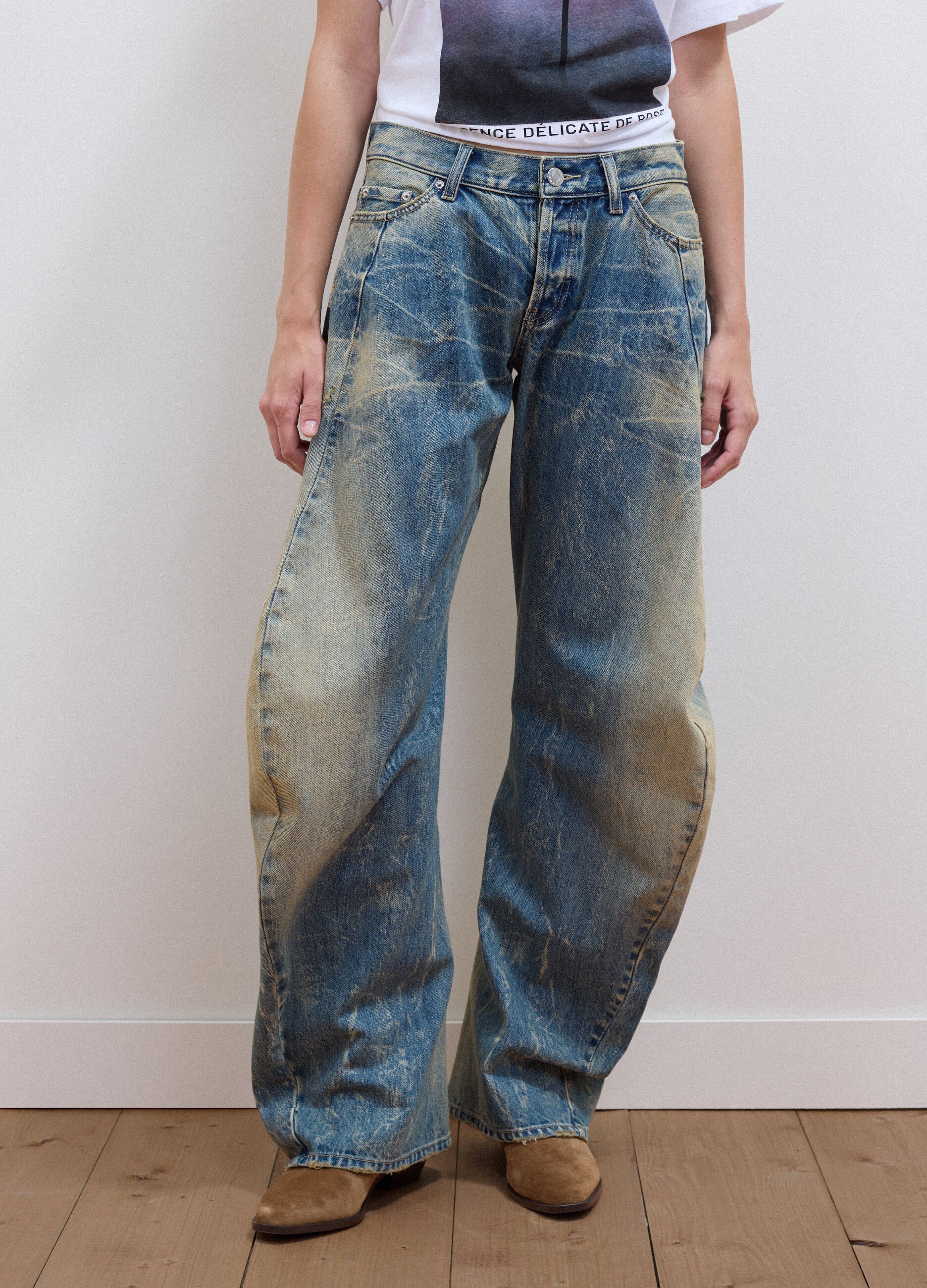 Light blue pure cotton loose-fit jeans