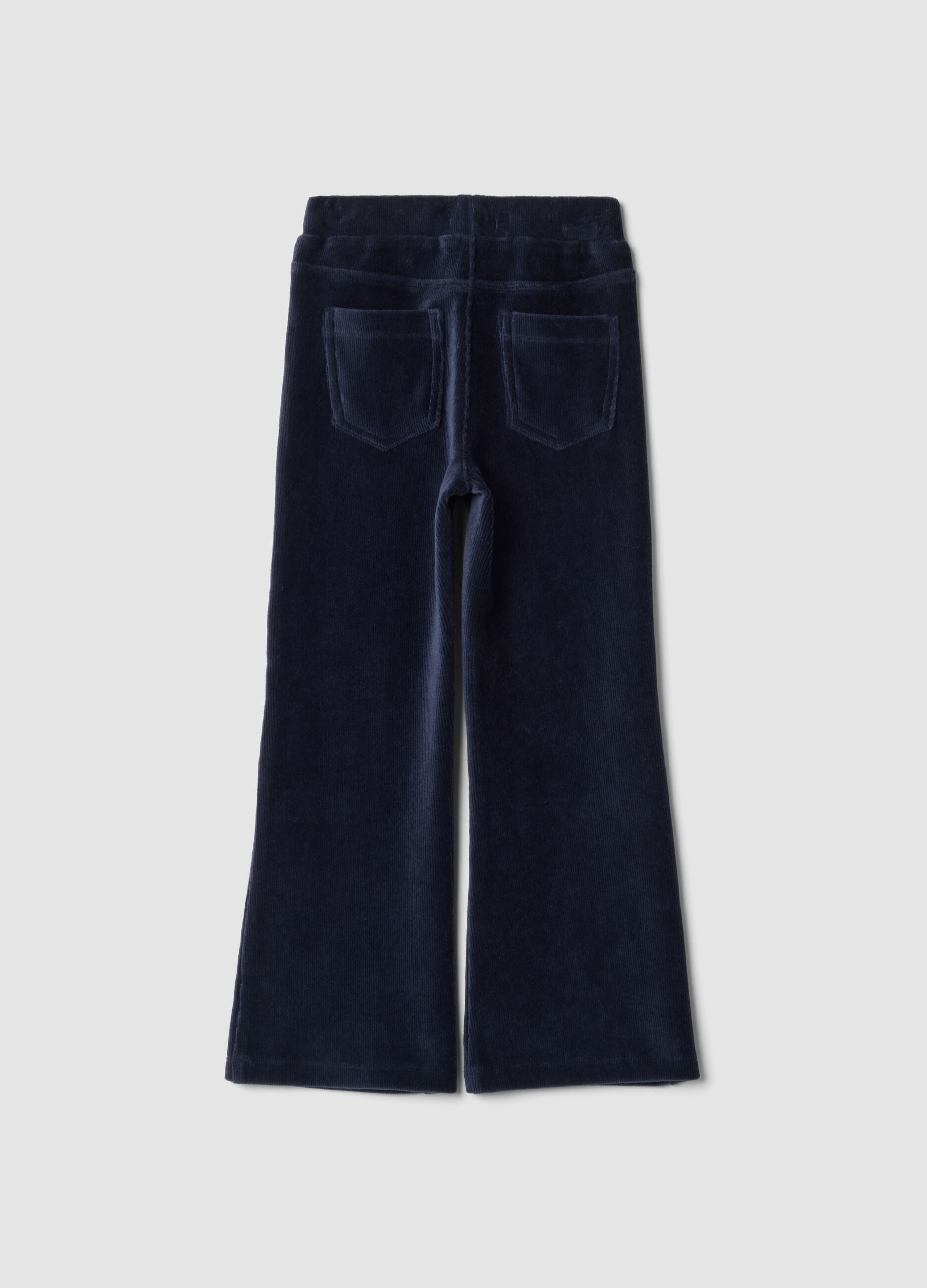 Light blue flared stretch cotton trousers