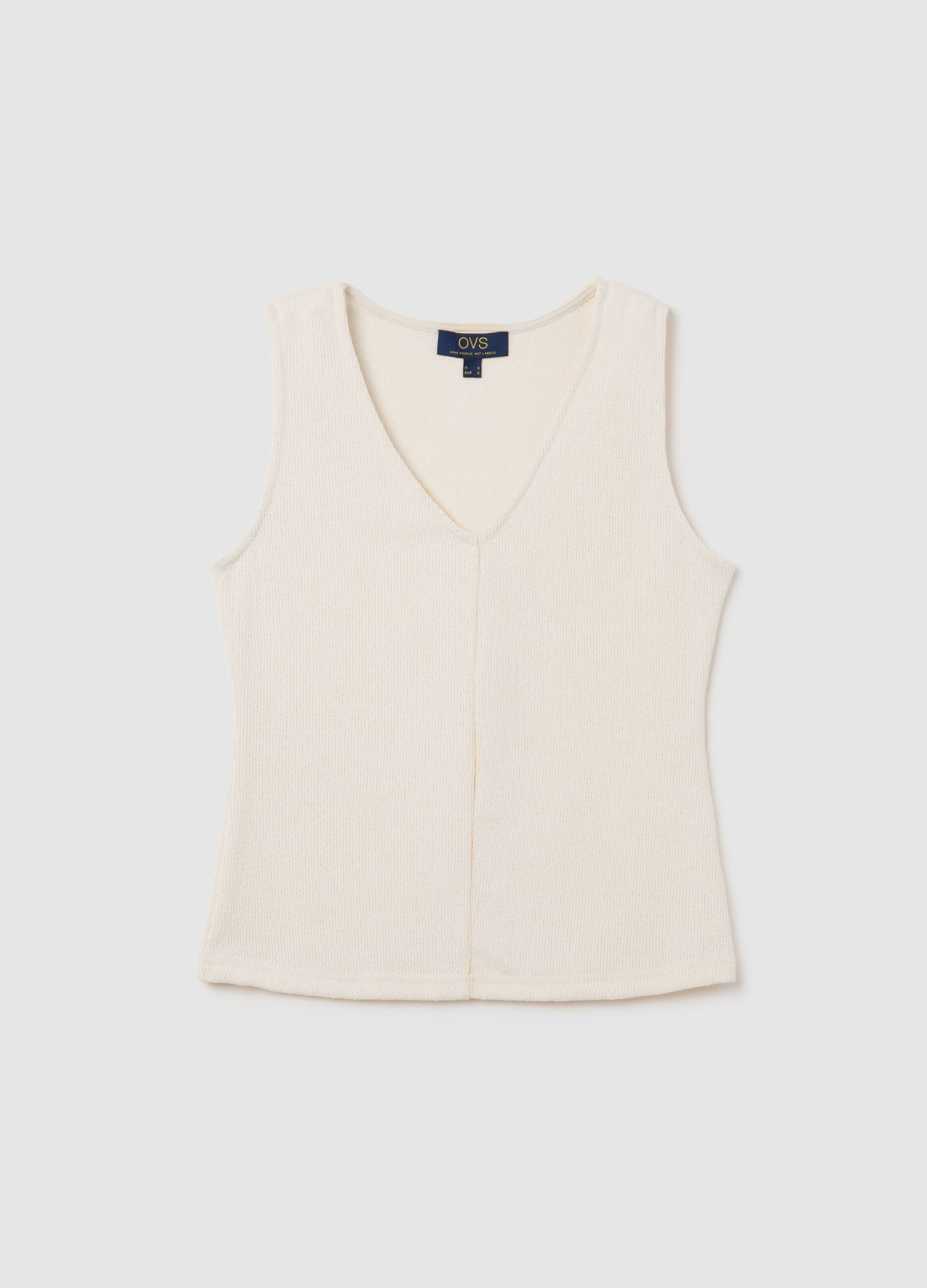 White Stretch Knit Vest Top from Ovs