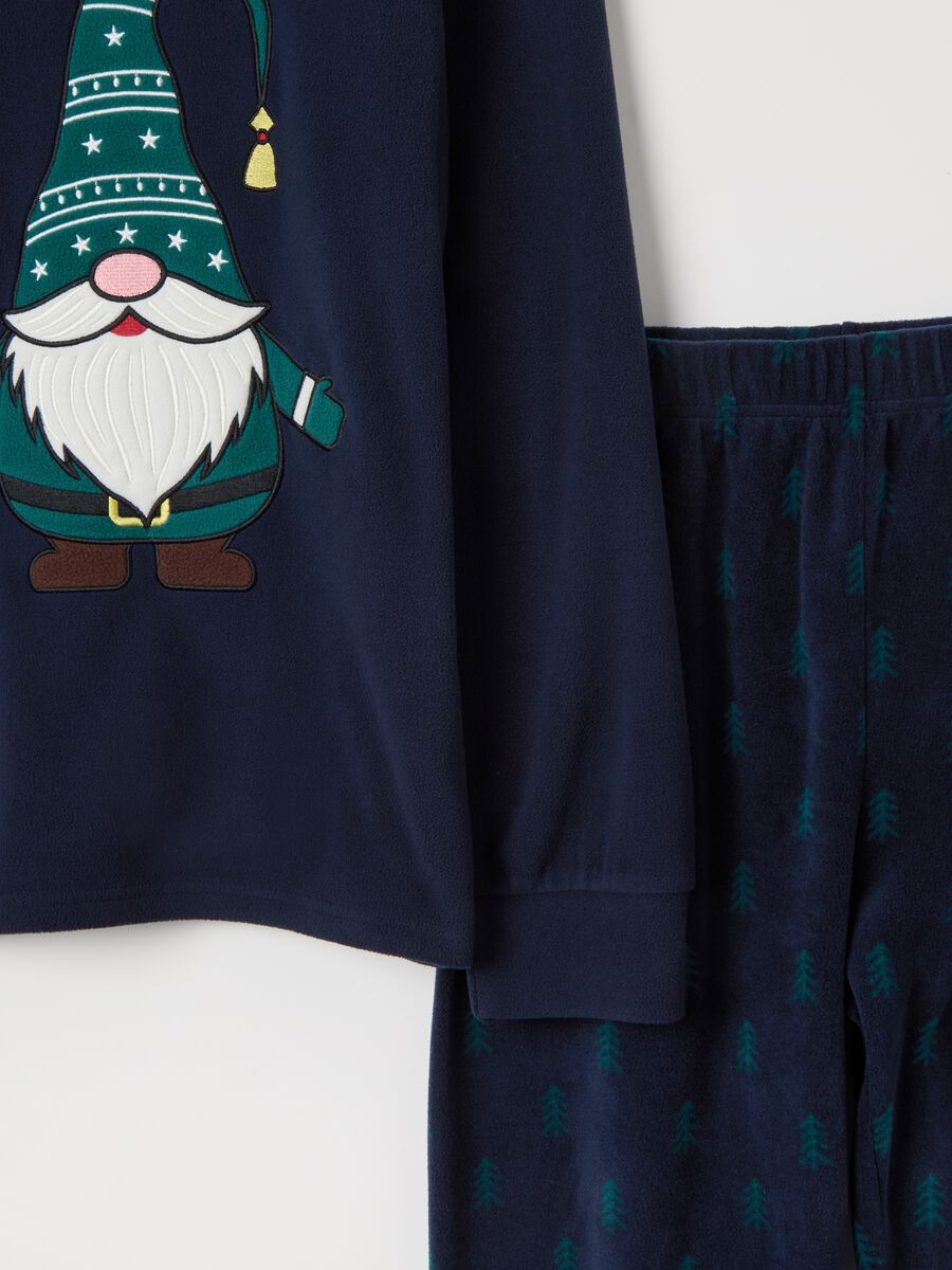Blue Regular Fit Long Pyjamas with Christmas Motifs_5