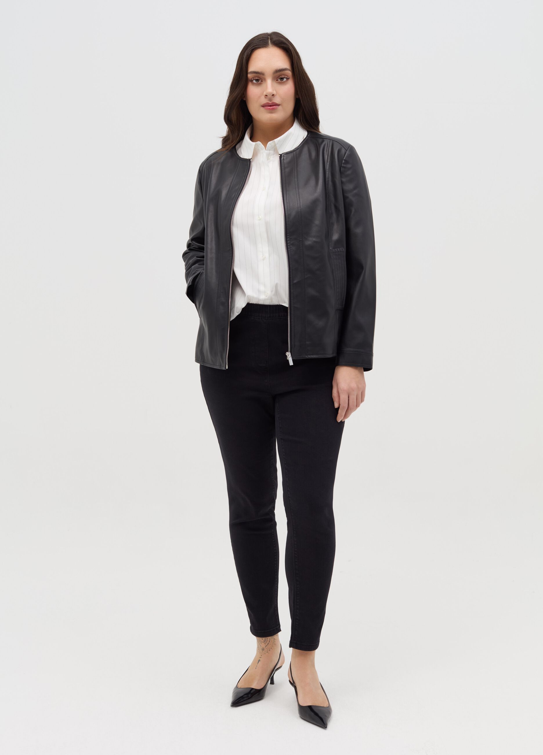 Curvy full-zip biker jacket