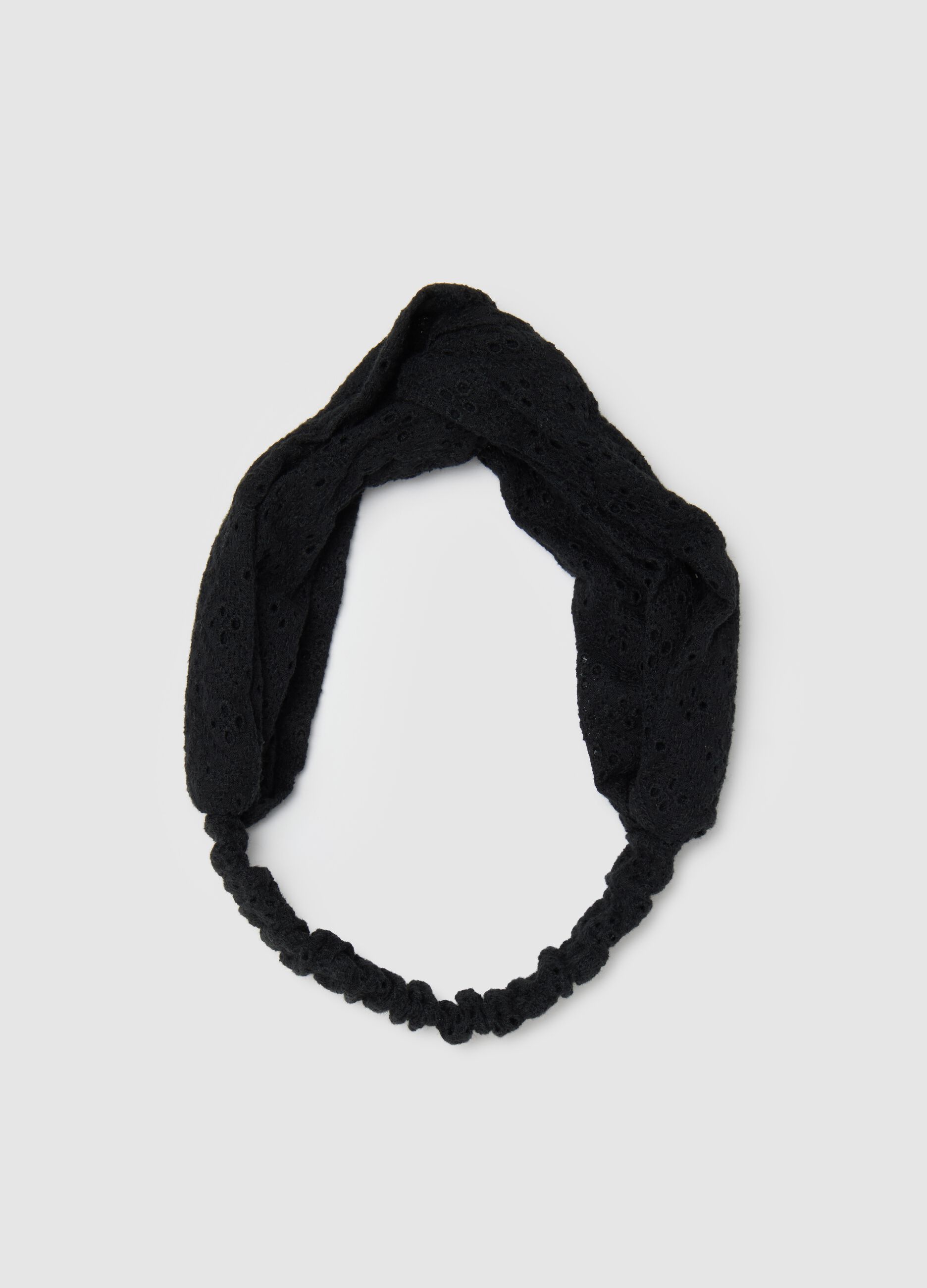 Women's pure black cotton hairband