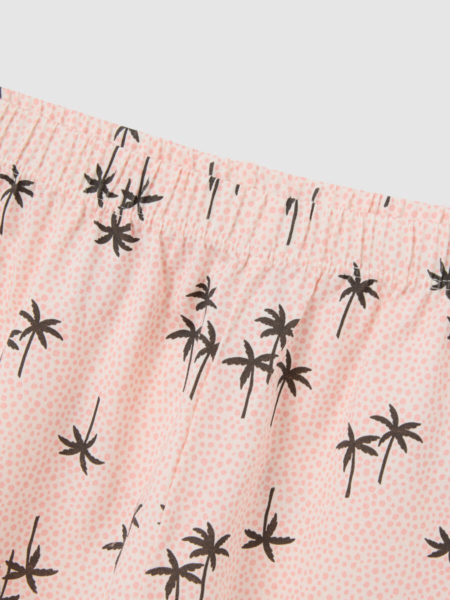 Girls' beige cotton set with tropical print_3