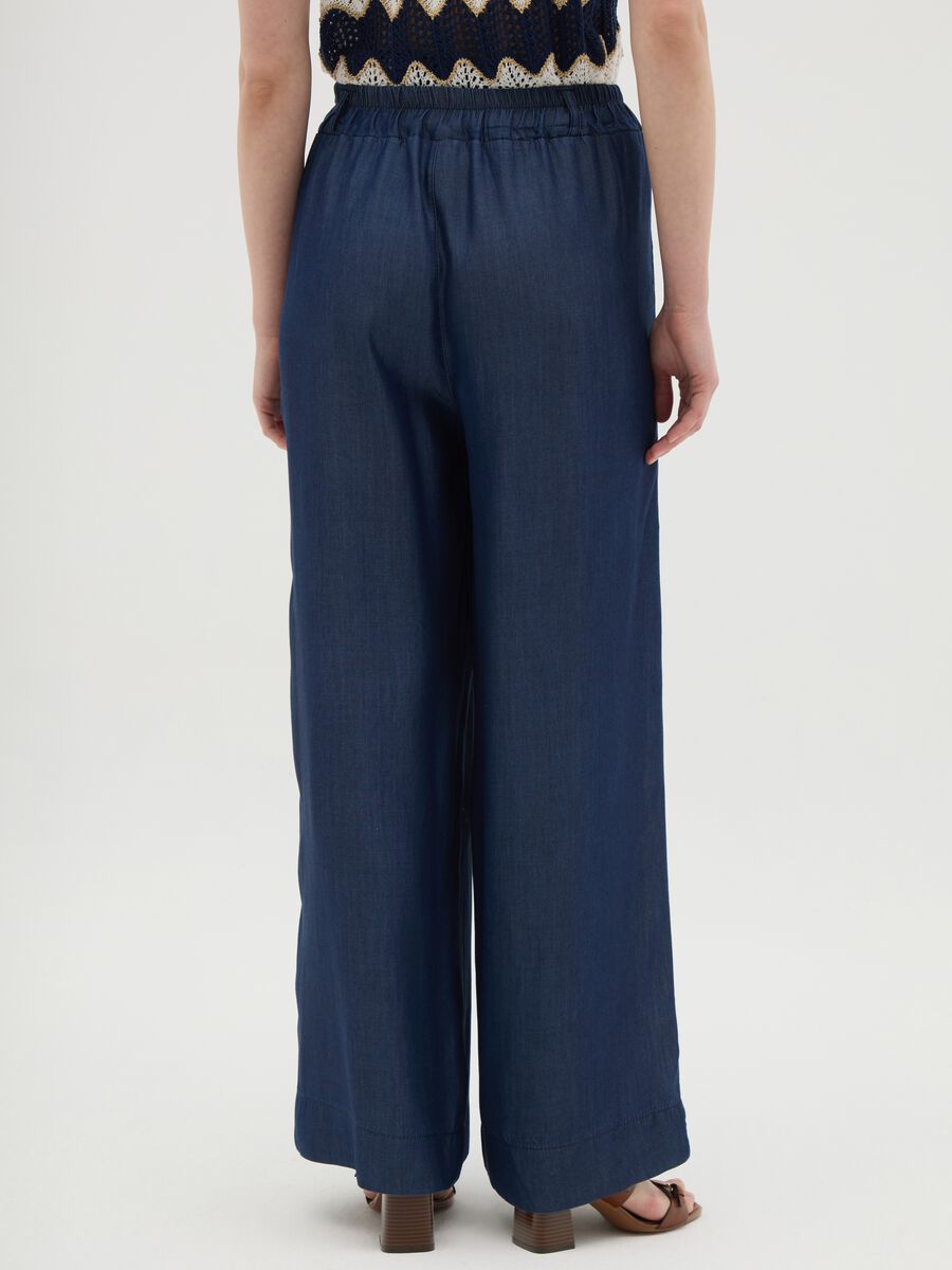 Women's regular fit blue lyocell palazzo trousers_3