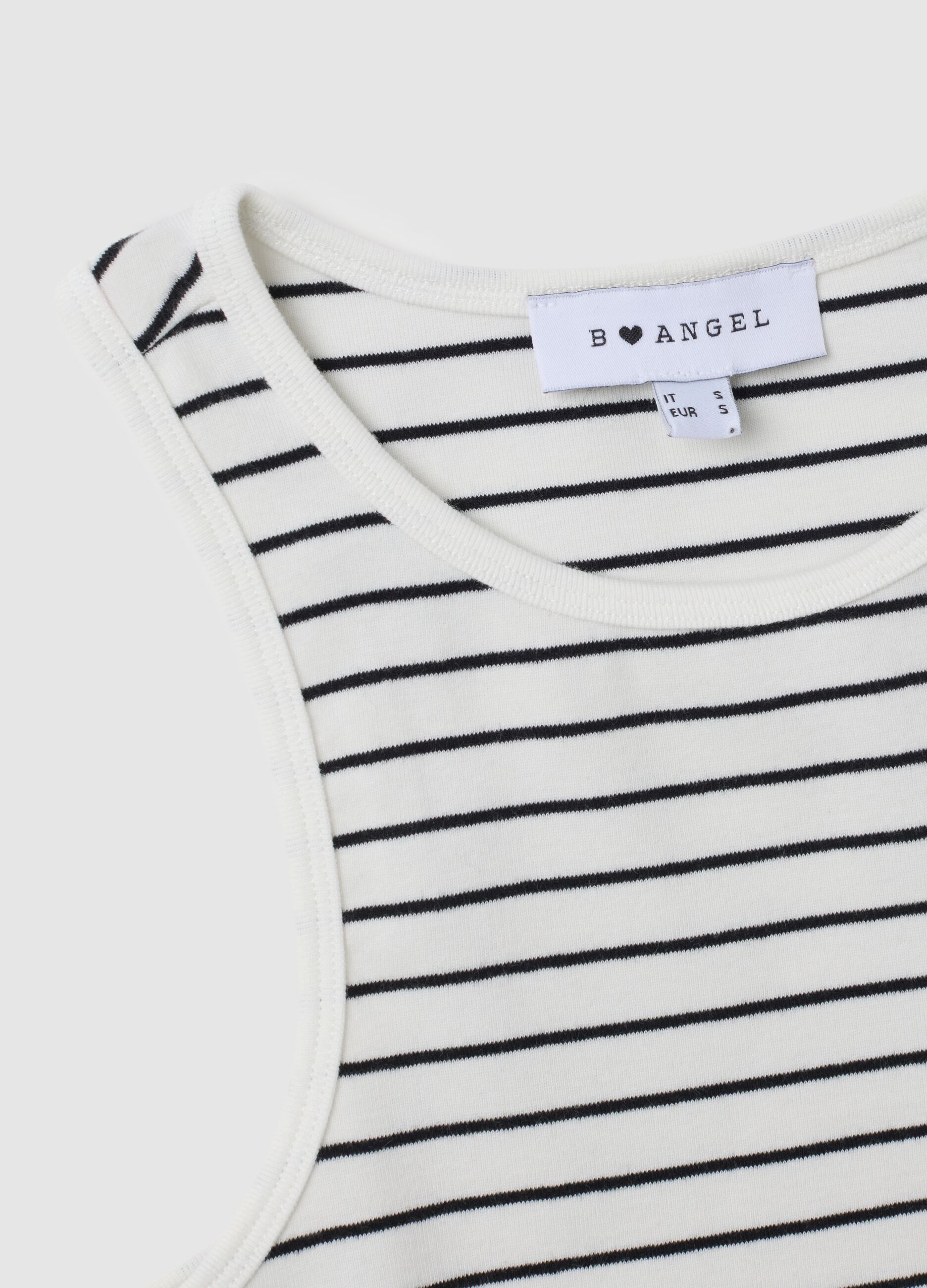 B.Angel Black and White Striped Crop Top