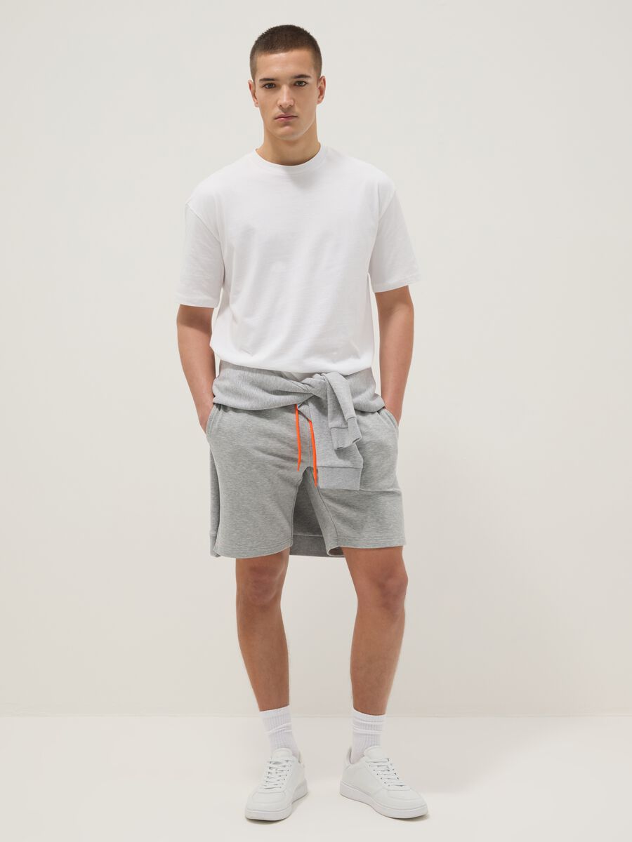 Grey shorts with orange drawstring_0