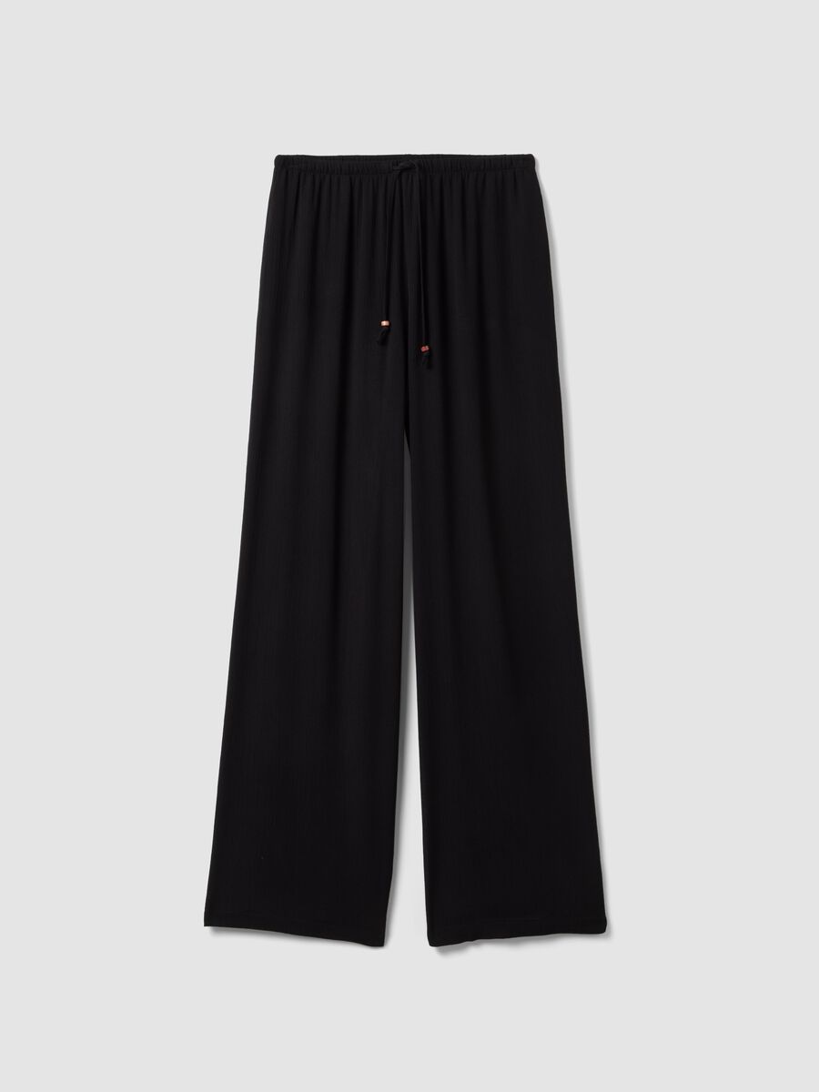 Black palazzo trousers in pure viscose_4