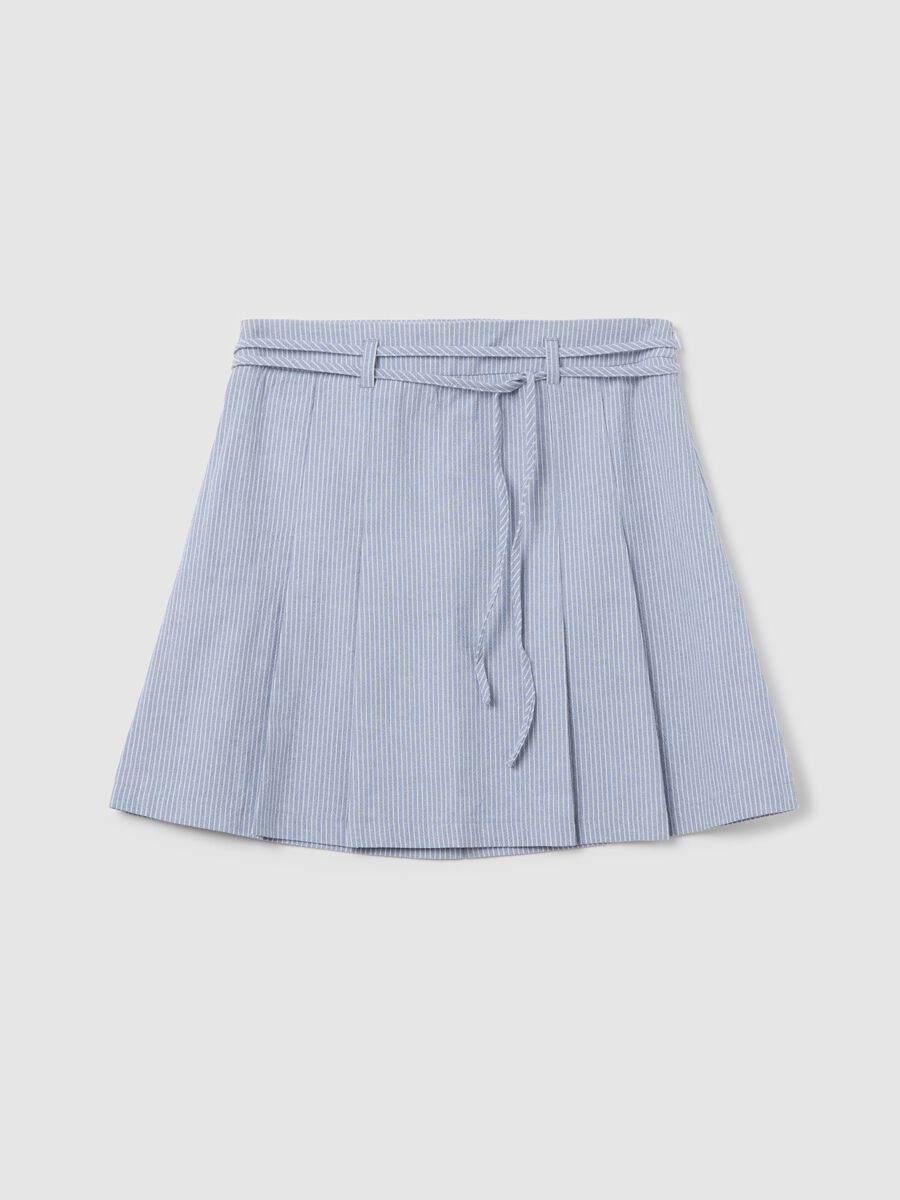White and light blue miniskirt in striped cotton_4