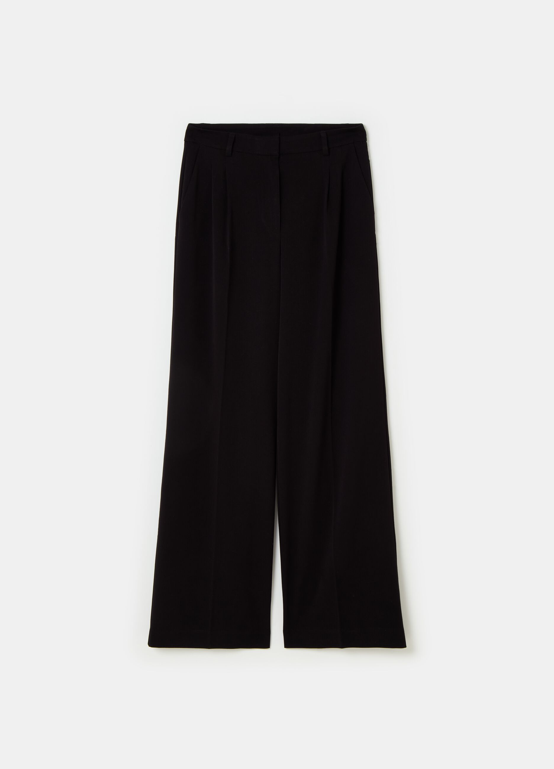 Pantaloni ampi in poliviscosa elasticizzata PIOMBO